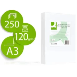 250 Hojas NO ES TAMAÑO FOLIO Papel fotocopiadora Q-Connect Ultra White DIN A3 120 Gr
