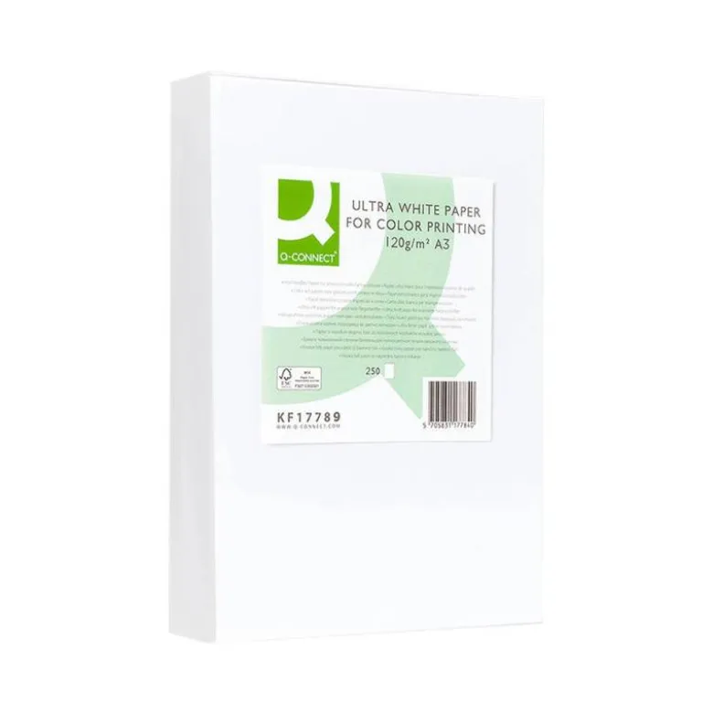 250 Hojas NO ES TAMAÑO FOLIO Papel fotocopiadora Q-Connect Ultra White DIN A3 120 Gr