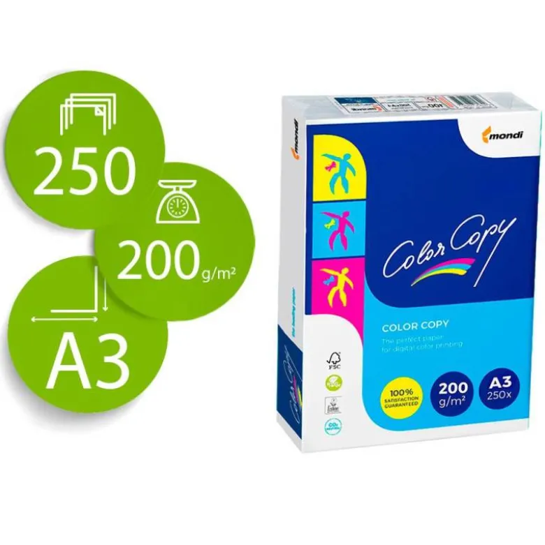 250 Hojas NO ES TAMAÑO FOLIO Papel multifuncion Mondi Color Copy Din A3 200 g/m2 Satinado