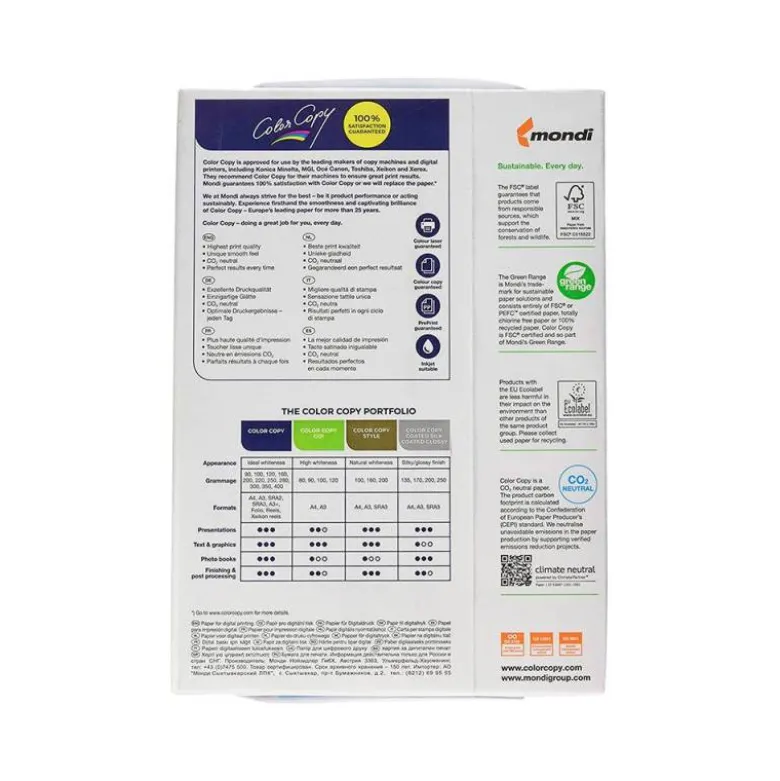 250 Hojas NO ES TAMAÑO FOLIO Papel multifuncion Mondi Color Copy Din A3 200 g/m2 Satinado