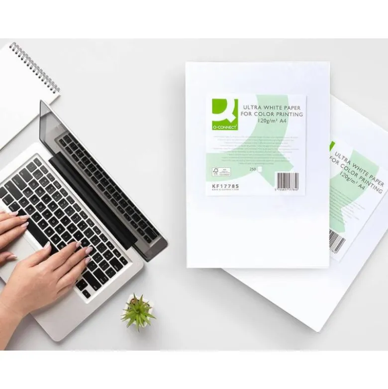 250 Hojas Papel fotocopiadora Q-Connect Ultra White DIN A4 120 Gr