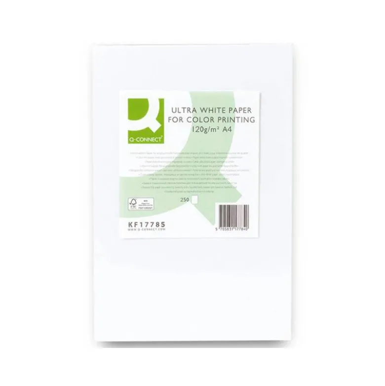 250 Hojas Papel fotocopiadora Q-Connect Ultra White DIN A4 120 Gr