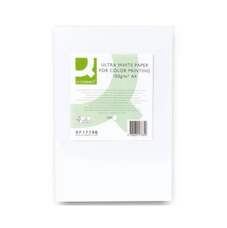 250 Hojas Papel fotocopiadora Q-Connect Ultra White DIN A4