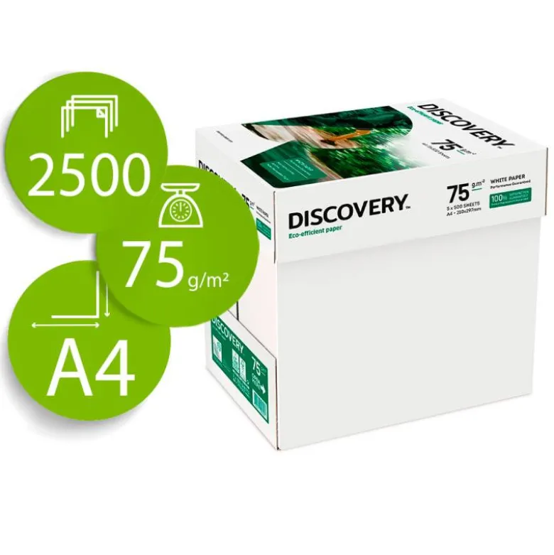 2500 Hojas Papel multifuncion A4 Discovery Fast Pack 75 g/m2
