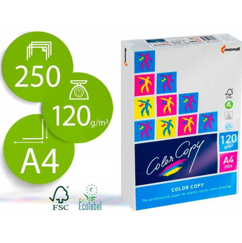 250 Hojas Papel multifuncion Mondi Color Copy A4 120 gr/m2 Satinado