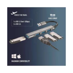 HUB NGS 4 PUERTOS 3 USB 2.0 Y 1 USB 3.2 GEN 1