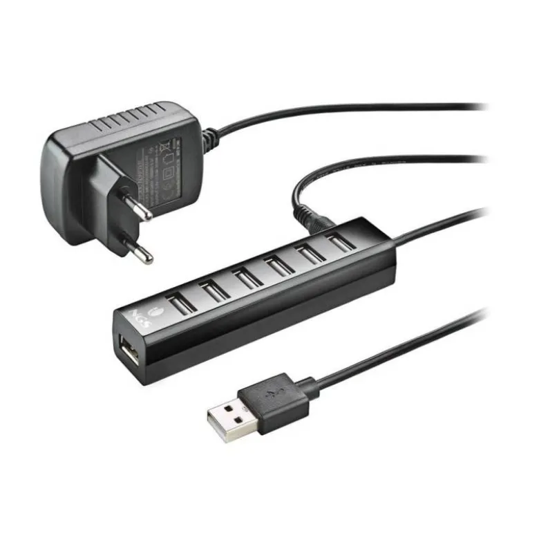 HUB NGS TINY 7 PUERTOS CON ADAPTADOR CORRIENTE USB 2.0