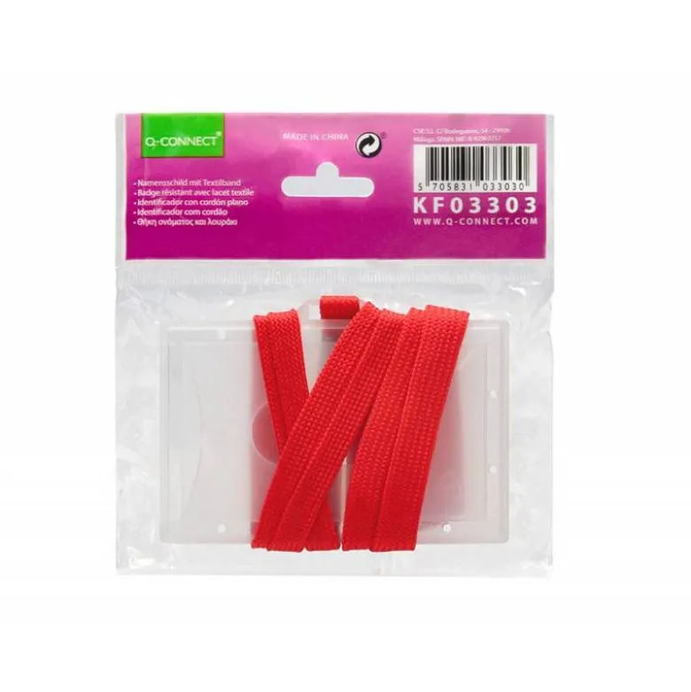 Identificadores Q-Connect cordon plano color rojo