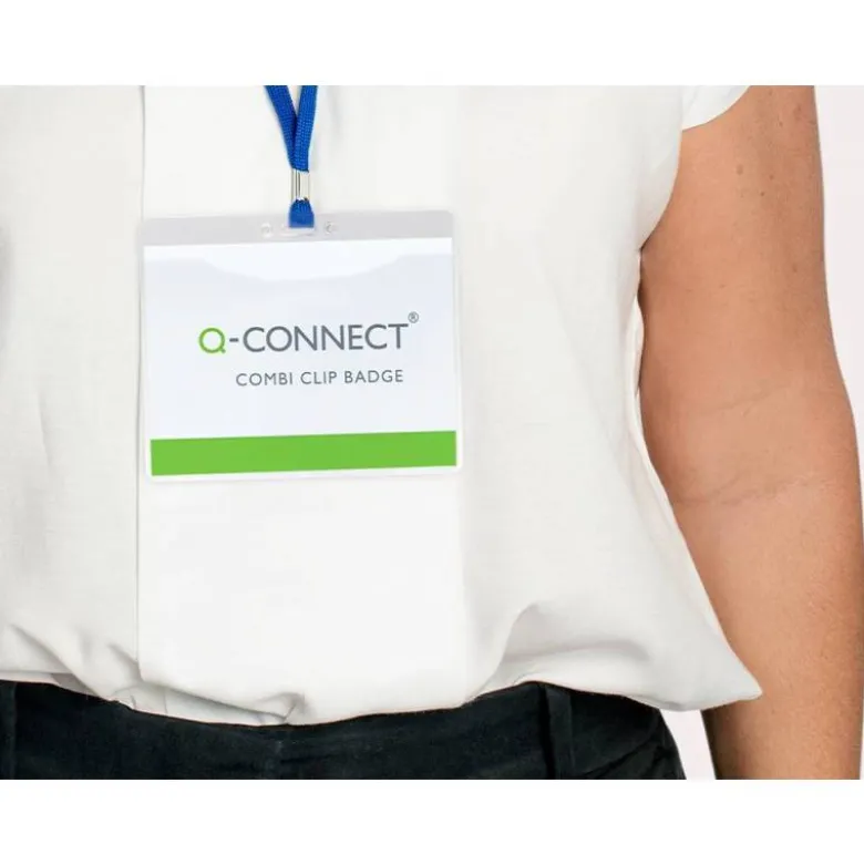 IDENTIFICADOR Q-CONNECT CON CORDON PLANO NEGRO A6 154X127 MM APERTURA SUPERIOR