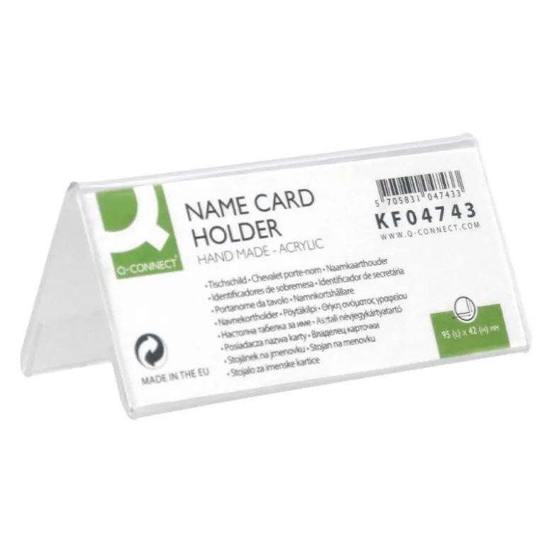Identificador sobremesa Q-Connect metacrilato. Medidas 95x42 mm ref.5730.