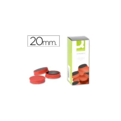 Imanes para sujecion Q-Connect de 20 mm. Color rojo, caja de 10.