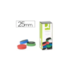 Imanes para sujecion Q-Connect de 25 mm. Colores surtidos. Caja de 10 imanes.