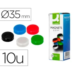 Imanes para sujecion Q-Connect de 35 mm. Colores surtidos. Caja de 10.