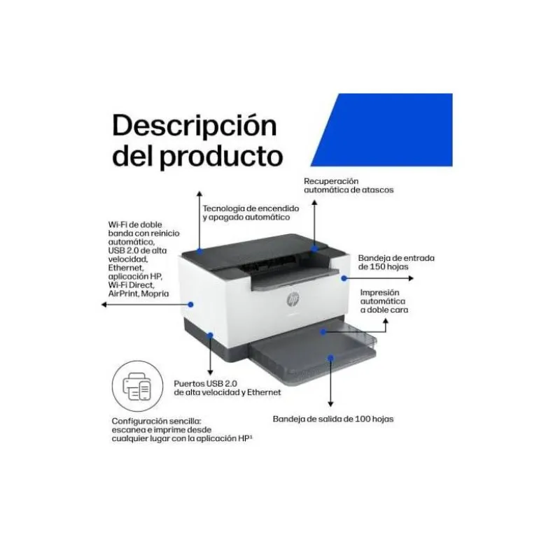 IMPRESORA HP LASERJET SFP M209DW MONOCROMO LASER 30 PPM WIFI BANDEJA ENTRADA 150 HOJAS