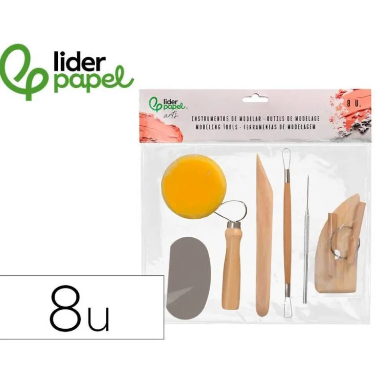 INSTRUMENTOS DE MODELAR LIDERPAPEL PACK 8 HERRAMIENTAS SURTIDAS CERTIFICADO FSC