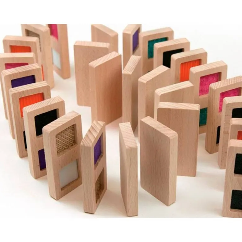 JUEGO DIDACTICO ANDREUTOYS DOMINO SENSORIAL TEXTURAS MADERA 28 PIEZAS +2 AÑOS