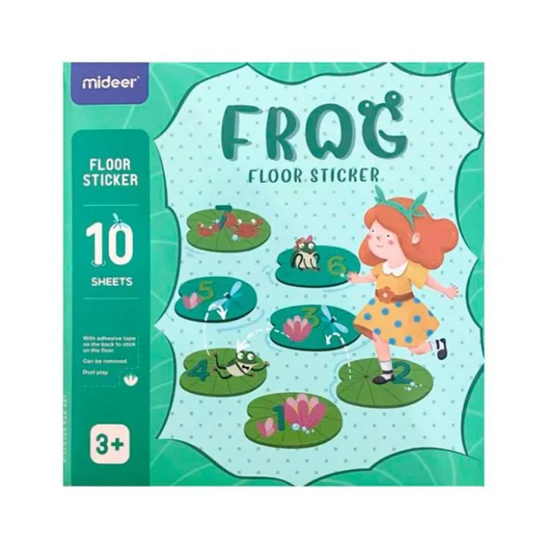 JUEGO DIDACTICO MIDEER RANA CON 63 ADHESIVOS PARA SUELO REMOVIBLES +3 AÑOS
