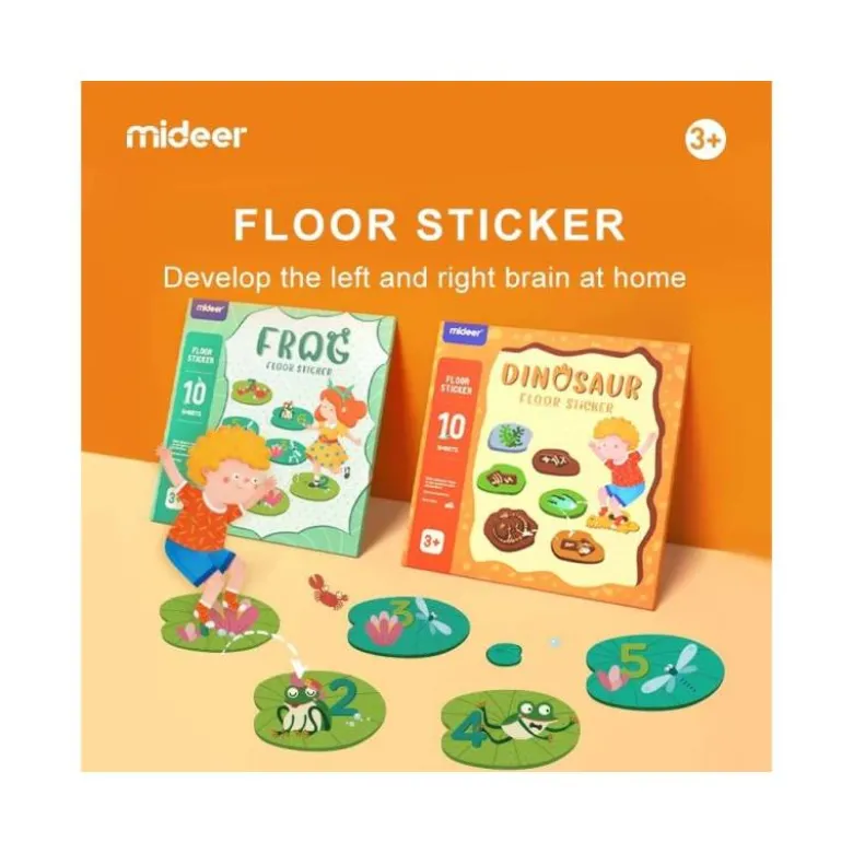 JUEGO DIDACTICO MIDEER RANA CON 63 ADHESIVOS PARA SUELO REMOVIBLES +3 AÑOS