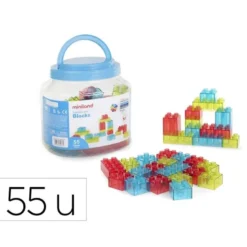 JUEGO DIDACTICO MINILAND BLOQUES COLORES TRANSLUCIDOS 55 PIEZAS