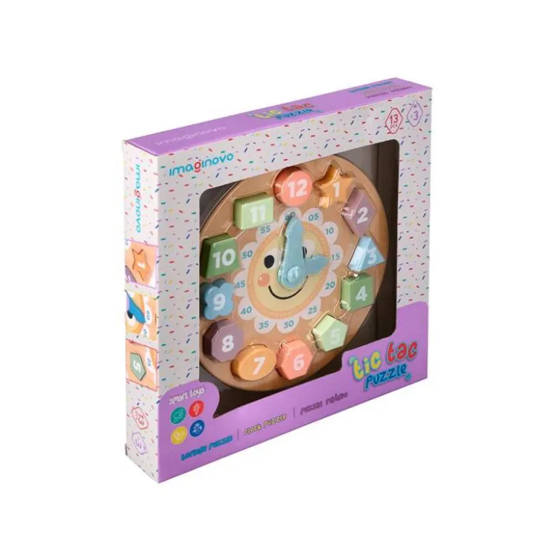 JUEGO INFANTIL IMAGINOVO MADERA RELOJ +3 AÑOS 13 PIEZAS 29X29X3,5CM