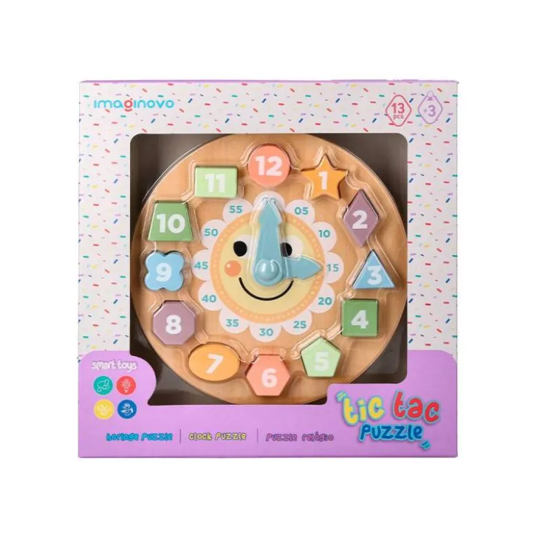 JUEGO INFANTIL IMAGINOVO MADERA RELOJ +3 AÑOS 13 PIEZAS 29X29X3,5CM