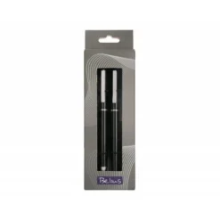 JUEGO BOLIGRAFO Y ROLLER BELIUS NORWICH CUERPO NEGRO MATE Y DETALLES CROMADOS SATINADOS EN CAJA REGALO