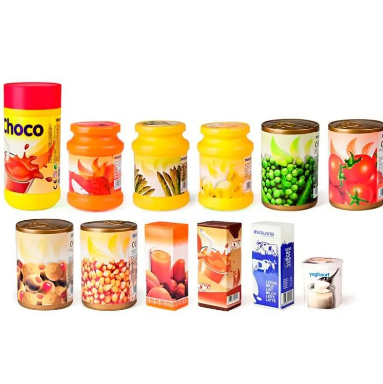 Juego de imitacion surtido de alimentos envasados a partir de 3 años Miniland