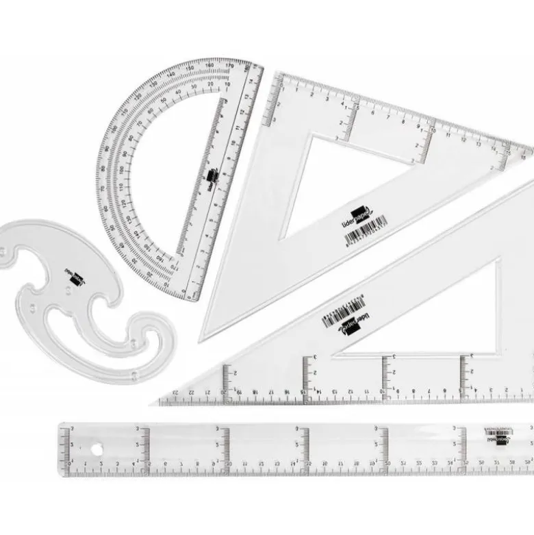 Juego de reglas de plastico cristal Liderpapel