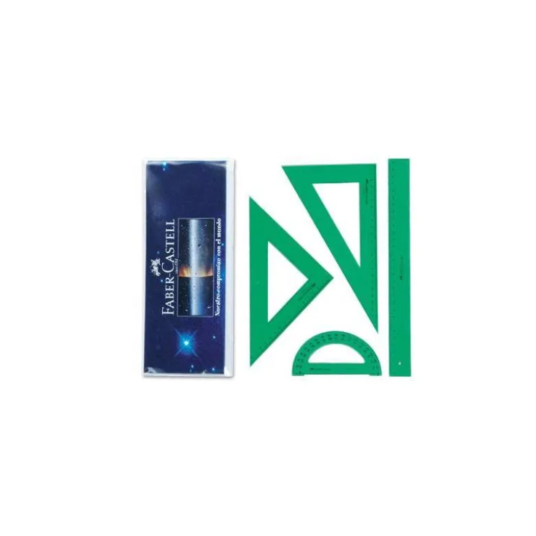 Juego de reglas de plastico verde Faber-Castell