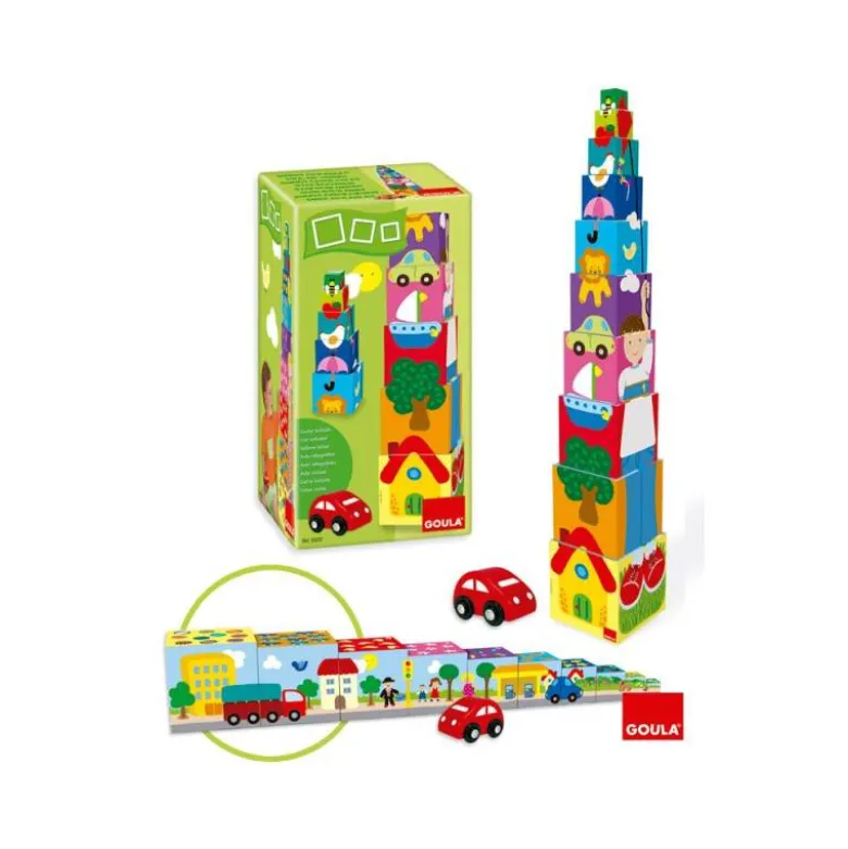 Juego didáctico a partir de 1 año Cubos apilables Coche Diset