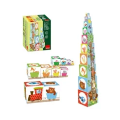 Juego didáctico de 0 a 3 años Cubos apilables figuras del bosque Goula