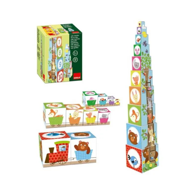 Juego didáctico de 0 a 3 años Cubos apilables figuras del bosque Goula