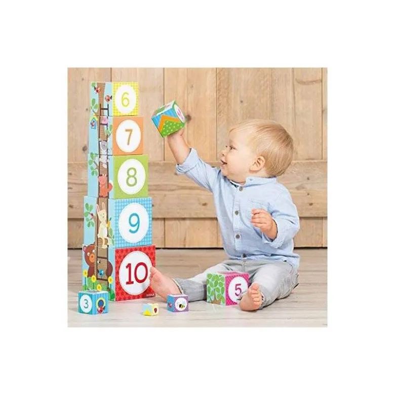 Juego didáctico de 0 a 3 años Cubos apilables figuras del bosque Goula