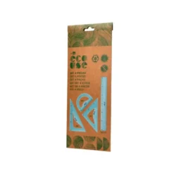 JUEGO ESCUADRA 20 CM CARTABON 18 CM REGLA 30 CM Y SEMICIRCULO 10 CM LIDERPAPEL ECOUSE 100% PET RECICLADO