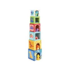 JUEGO INFANTIL IMAGINOVO CUBOS APILABLES NIDOS DINOSAURIOS +12 MESES 12 PIEZAS 13X13X13CM