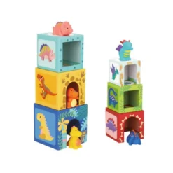 JUEGO INFANTIL IMAGINOVO CUBOS APILABLES NIDOS DINOSAURIOS +12 MESES 12 PIEZAS 13X13X13CM