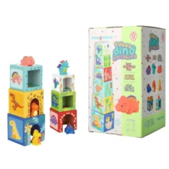 JUEGO INFANTIL IMAGINOVO CUBOS APILABLES NIDOS DINOSAURIOS +12 MESES 12 PIEZAS 13X13X13CM