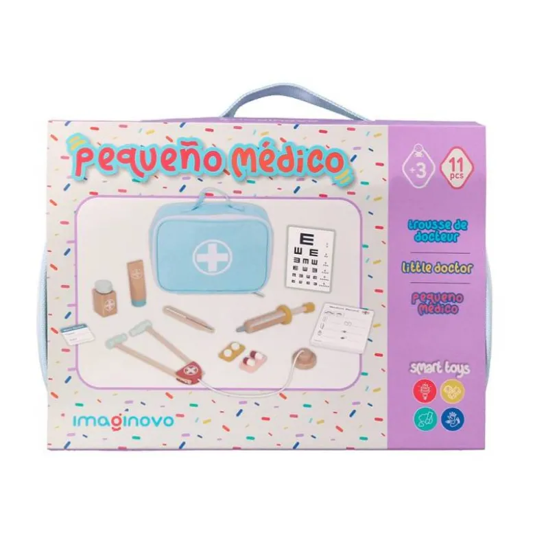 JUEGO INFANTIL IMAGINOVO MADERA MALETIN DE MEDICO +3 AÑOS 11 PIEZAS 24,5X18X10CM