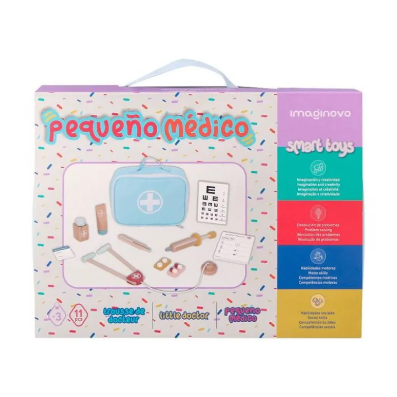 JUEGO INFANTIL IMAGINOVO MADERA MALETIN DE MEDICO +3 AÑOS 11 PIEZAS 24,5X18X10CM