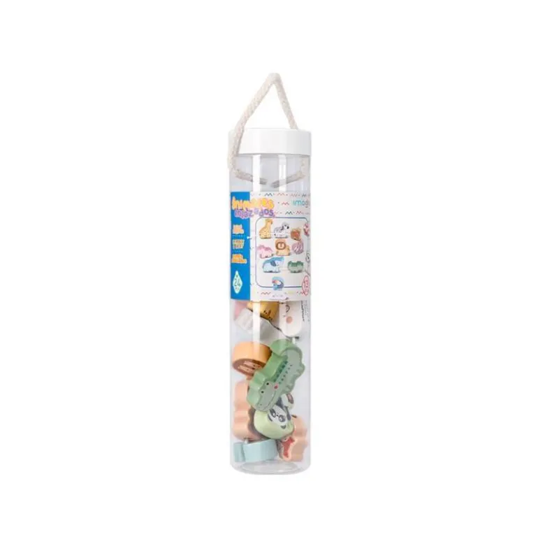 JUEGO INFANTIL IMAGINOVO MADERA CUENTAS ANIMALES PARA ENHEBRAR +24 MESES 13 PIEZAS 27X6,5X6,5CM