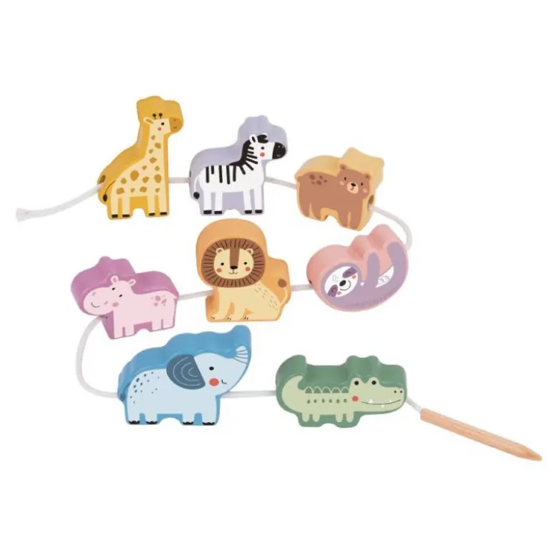 JUEGO INFANTIL IMAGINOVO MADERA CUENTAS ANIMALES PARA ENHEBRAR +24 MESES 13 PIEZAS 27X6,5X6,5CM