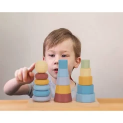 JUEGO INFANTIL IMAGINOVO MADERA TORRE DE FORMAS APILABLES +18 MESES 17 PIEZAS 28X20X9CM