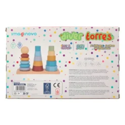 JUEGO INFANTIL IMAGINOVO MADERA TORRE DE FORMAS APILABLES +18 MESES 17 PIEZAS 28X20X9CM