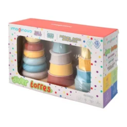 JUEGO INFANTIL IMAGINOVO MADERA TORRE DE FORMAS APILABLES +18 MESES 17 PIEZAS 28X20X9CM