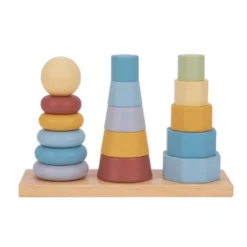JUEGO INFANTIL IMAGINOVO MADERA TORRE DE FORMAS APILABLES +18 MESES 17 PIEZAS 28X20X9CM