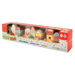 JUEGO INFANTIL IMAGINOVO MADERA TREN FIGURAS APILABLES CON RUEDAS +18 MESES 38X9,5X7,5CM