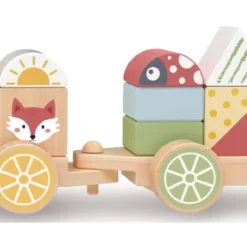 JUEGO INFANTIL IMAGINOVO MADERA TREN FIGURAS APILABLES CON RUEDAS +18 MESES 38X9,5X7,5CM