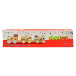 JUEGO INFANTIL IMAGINOVO MADERA TREN FIGURAS APILABLES CON RUEDAS +18 MESES 38X9,5X7,5CM