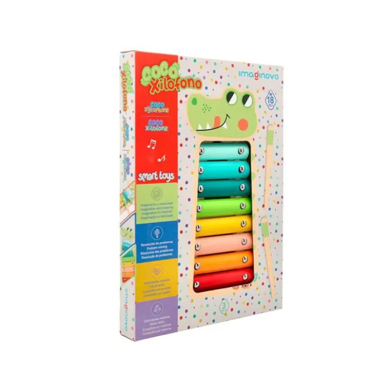 JUEGO INFANTIL IMAGINOVO MADERA XILOFONO INSTRUMENTO MUSICAL COCODRILO +18 MESES 28X14,8X2,5CM