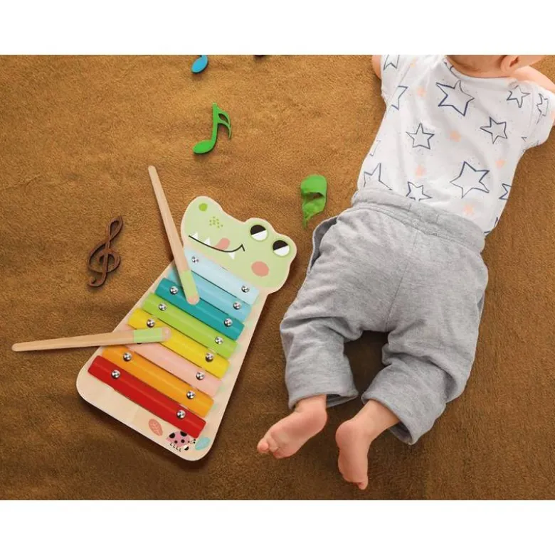 JUEGO INFANTIL IMAGINOVO MADERA XILOFONO INSTRUMENTO MUSICAL COCODRILO +18 MESES 28X14,8X2,5CM